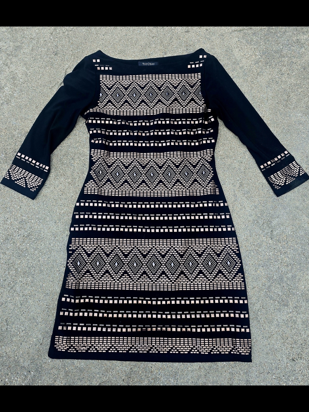 White House Black Market Black Dress with Bronze Metallic Studding